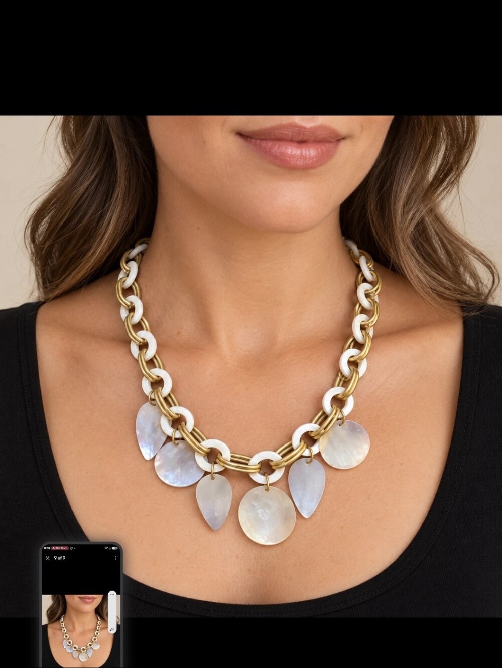 Amazing Vintage Mother of Pearl Necklace with MOP Links